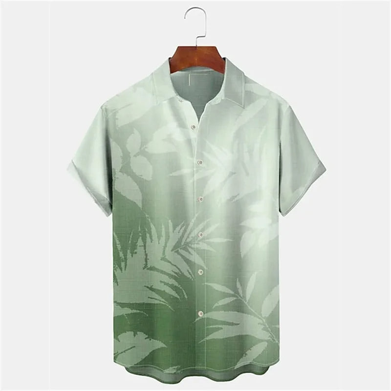 Oversized Top with Spring or Summer Island Print-Green B-2XL-State of Style