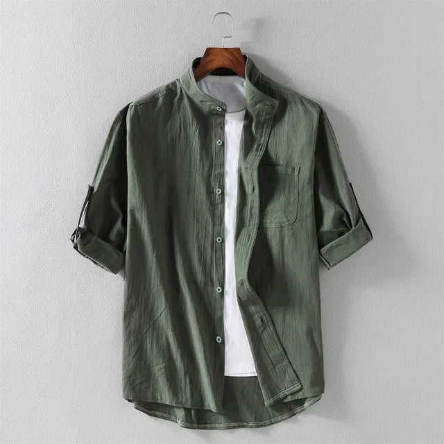 Oversized Trendy Collar Shirt for Men – Spring/Summer-Army Green-XXL-State of Style