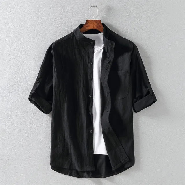 Oversized Trendy Collar Shirt for Men – Spring/Summer-Black-XXL-State of Style