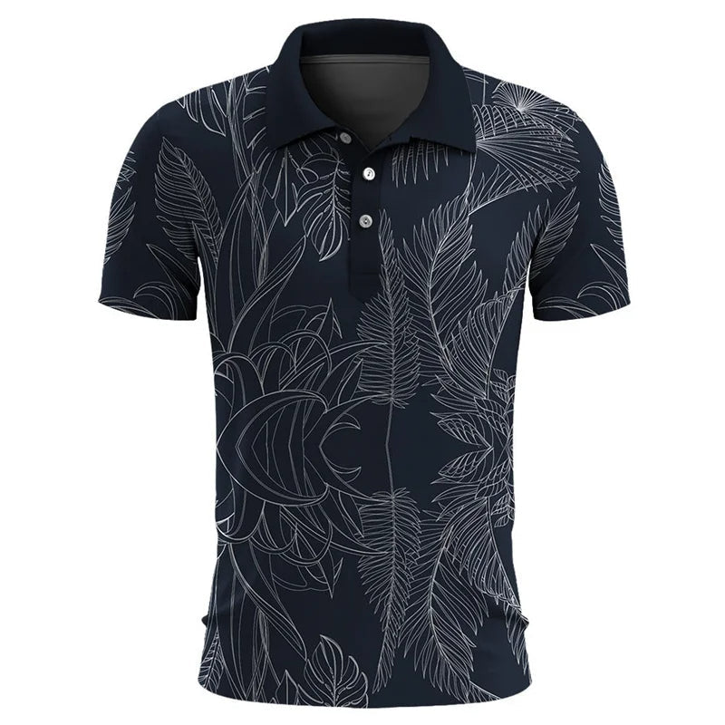 Oversized Tropical Paradise Polo-Dark Blue-2XL-State of Style