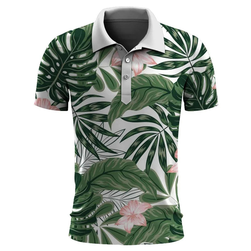 Oversized Tropical Paradise Polo-Green-2XL-State of Style
