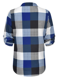 Oversized V-Neck Plaid Blouse – Stylish & Comfortable-Black-XL-State of Style
