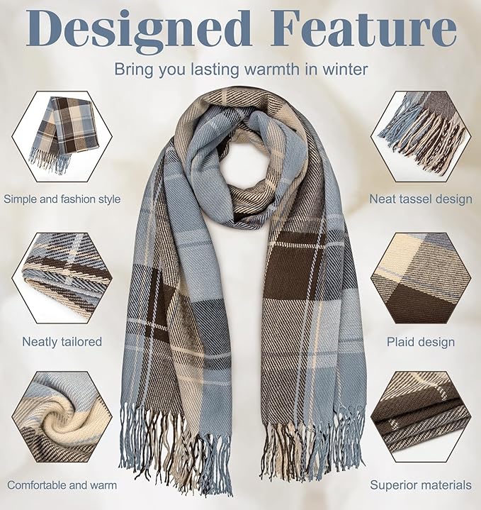 Oversized Winter Scarf - CozyPlaid-Black Red-State of Style