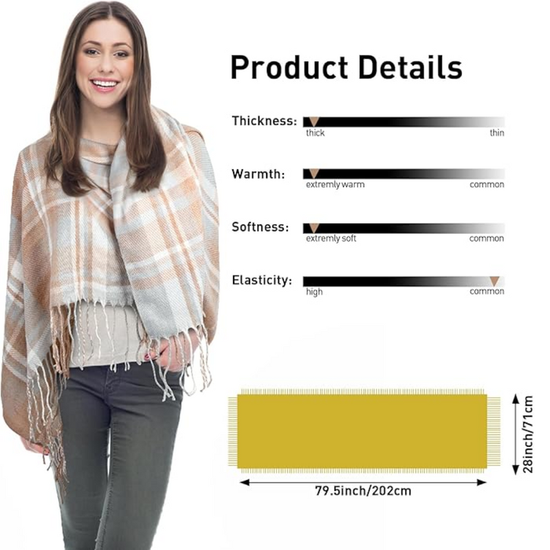 Oversized Winter Scarf - CozyPlaid-Black Red-State of Style