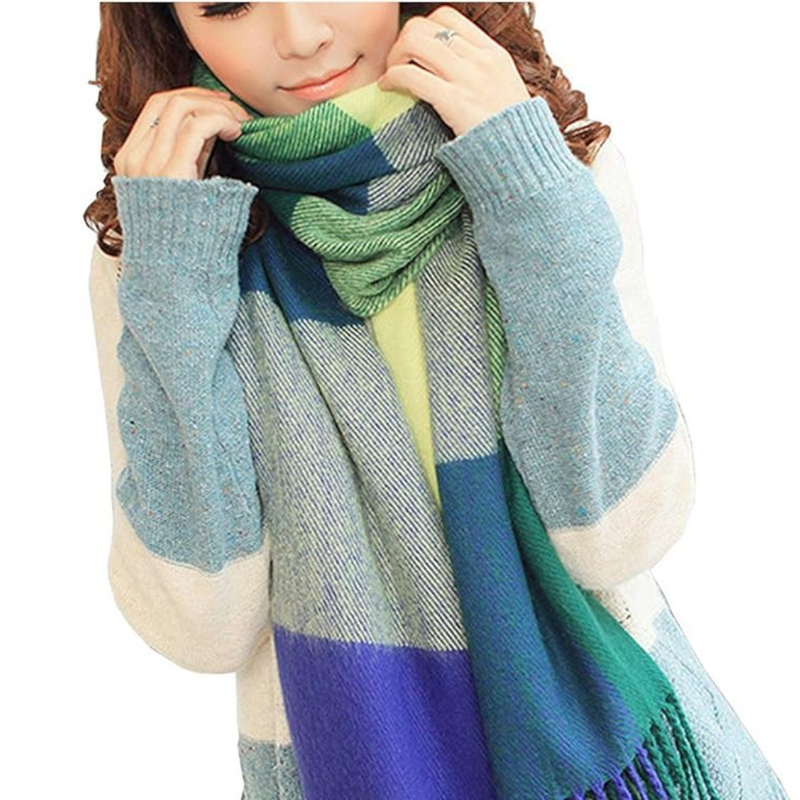 Oversized Winter Scarf - CozyPlaid-Green-State of Style