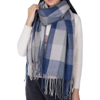 Oversized Winter Scarf - CozyPlaid-Grey Blue-State of Style
