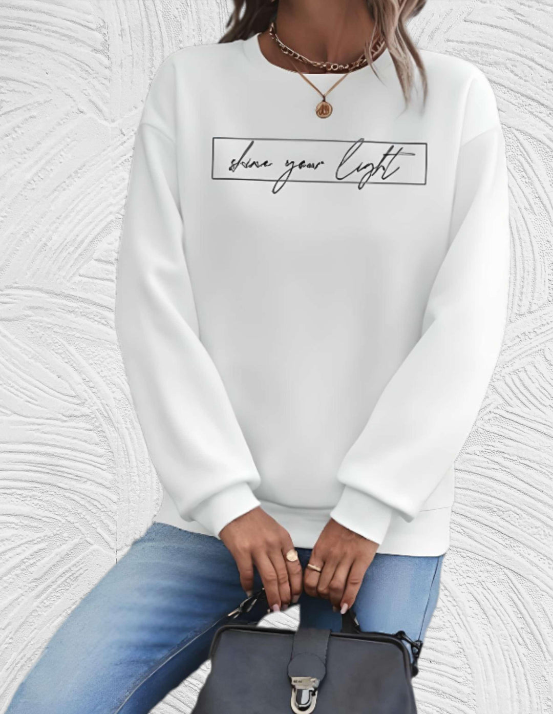 Oversized Women's Sweater with Round Neck - Luna-S-Wit-State of Style