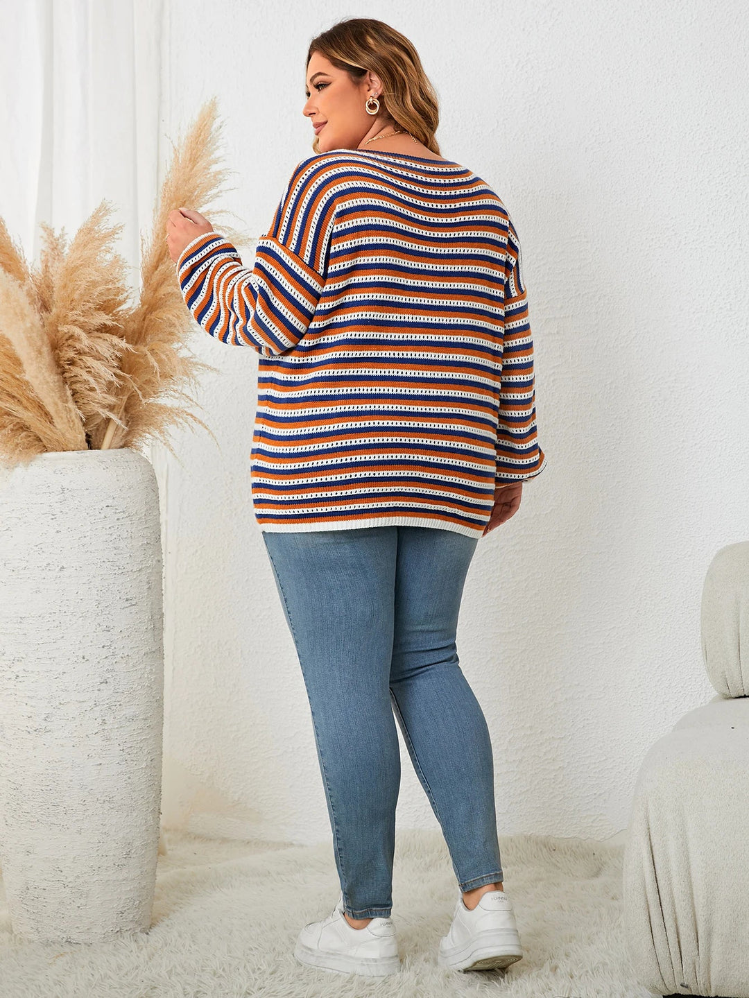 Oversized Wool Blend Striped Pullover-Striped/Multicolour-XL-State of Style