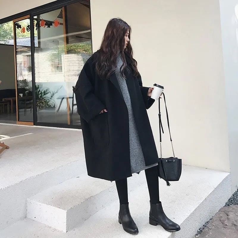 Oversized Wool Blend Trench Coat - Aura-Coffee-S-State of Style