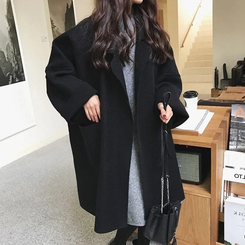 Oversized Wool Blend Trench Coat - Aura-Coffee-S-State of Style