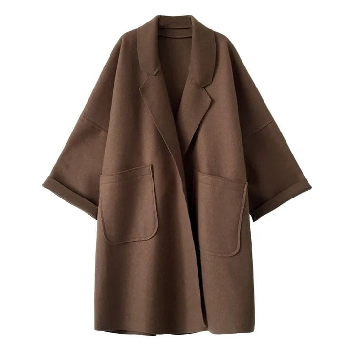 Oversized Wool Blend Trench Coat - Aura-Coffee-S-State of Style