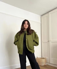 Oversized Wool Coat with Round Neck and Buttons - Selena-Camel-S-State of Style