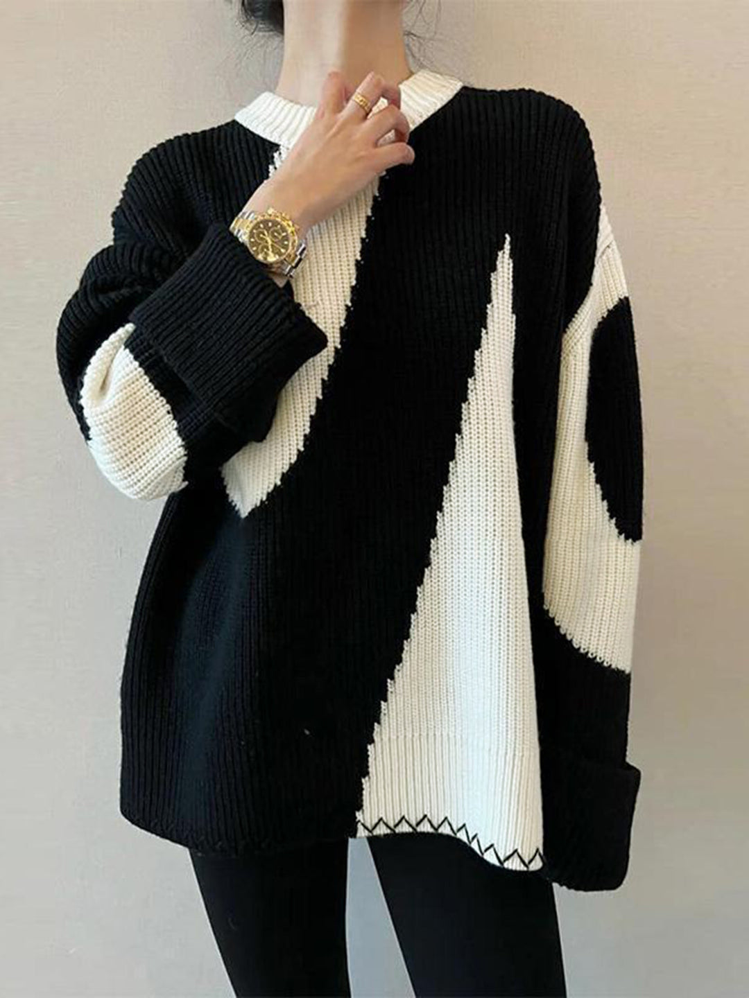 Oversized Zebra Print Sweater for Women - Lyla-Black-XS-State of Style