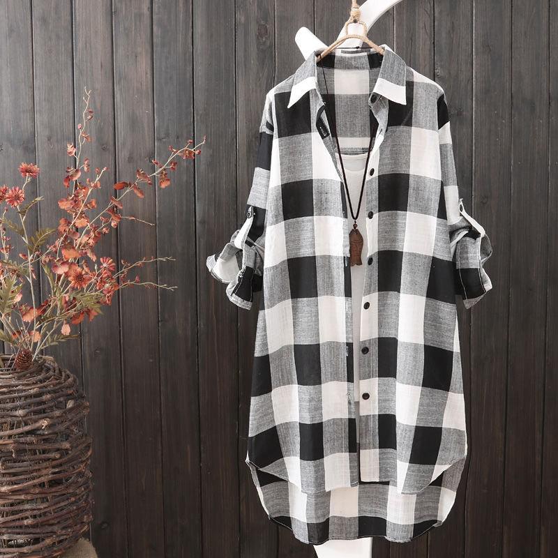 OversizedShirt – Relaxed Fit Women's Blouse with Modern Style-Black and White Checkered-S-State of Style