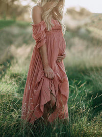 Flowy Off-Shoulder Maxi Maternity Dress