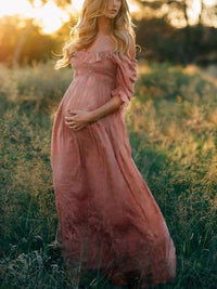 Flowy Off-Shoulder Maxi Maternity Dress