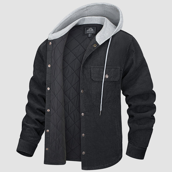 Padded Men's Jacket with Hood - Nordic-Donkergrijs-M-State of Style