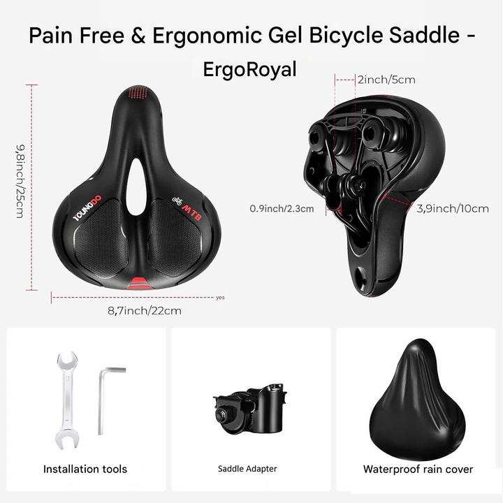 Pain-Free & Ergonomic Gel Bike Saddle - ErgoRoyal-Blue-State of Style