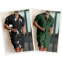 Palm Breeze Men's Set | Short Sleeve Tee & Matching Shorts-Green-M-State of Style
