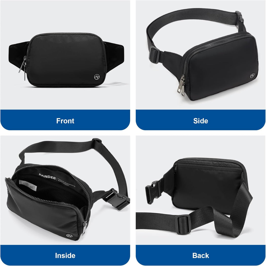 Large 2L Nylon Belt Bag with Adjustable Strap and Dual Compartments