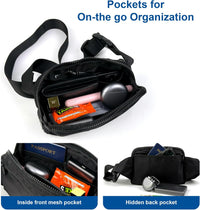 Large 2L Nylon Belt Bag with Adjustable Strap and Dual Compartments
