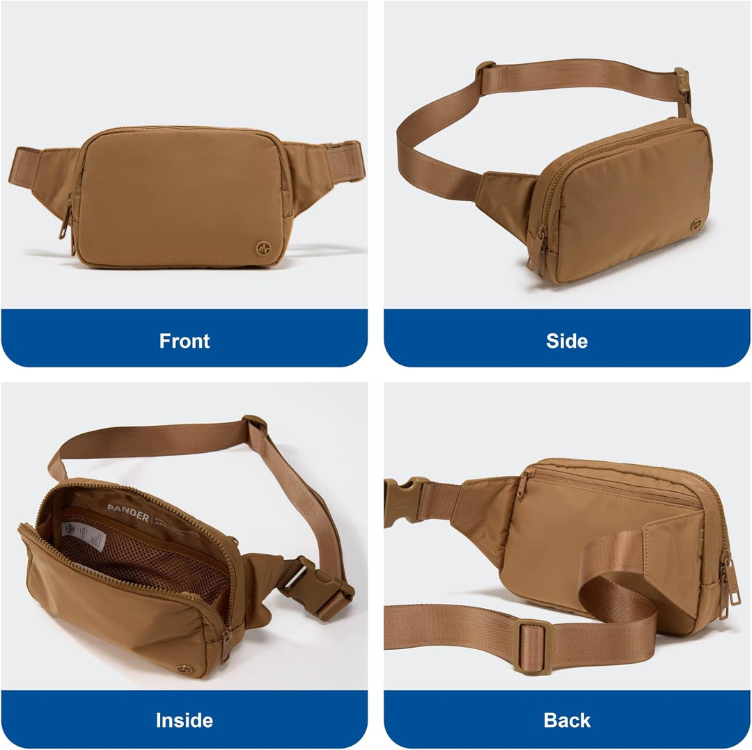 Large 2L Nylon Belt Bag with Adjustable Strap and Dual Compartments