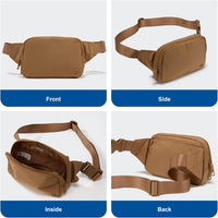 Large 2L Nylon Belt Bag with Adjustable Strap and Dual Compartments