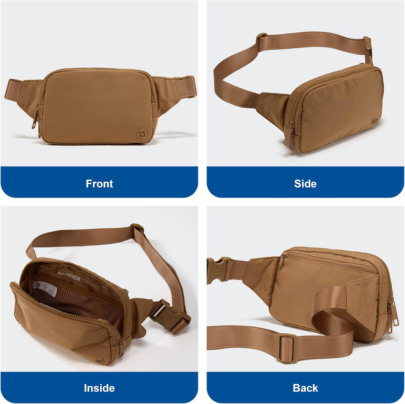 Large 2L Nylon Belt Bag with Adjustable Strap and Dual Compartments