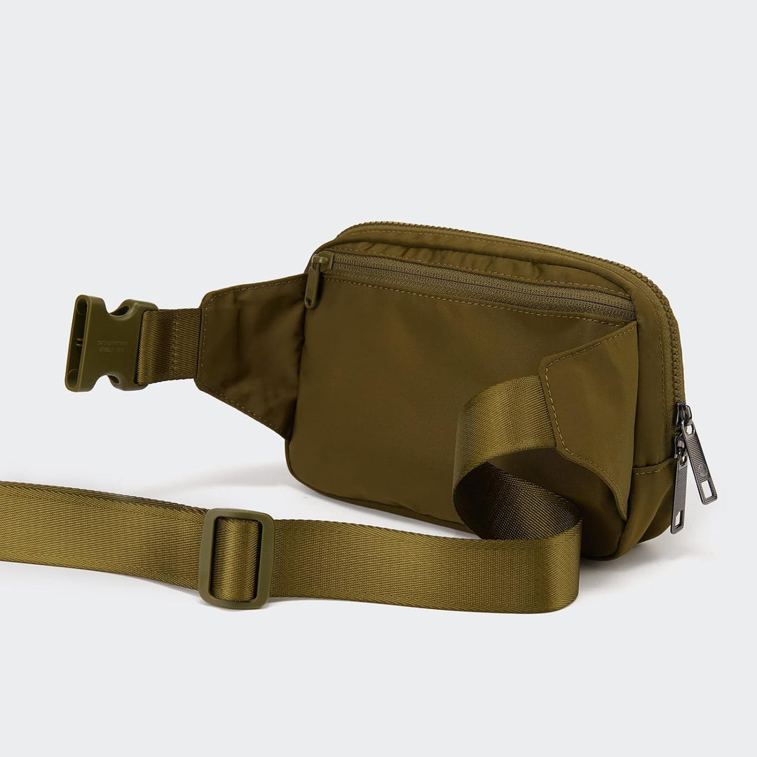 Large 2L Nylon Belt Bag with Adjustable Strap and Dual Compartments