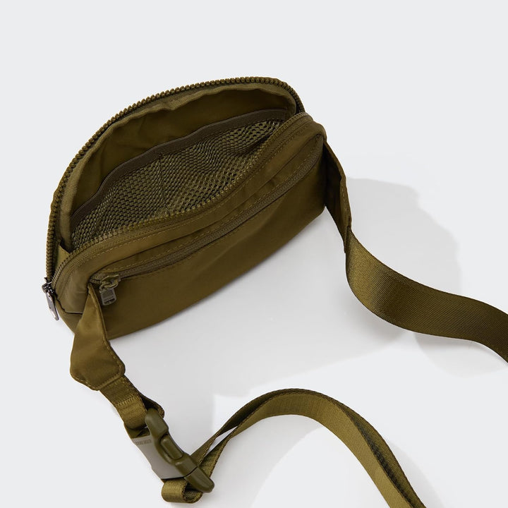 Large 2L Nylon Belt Bag with Adjustable Strap and Dual Compartments