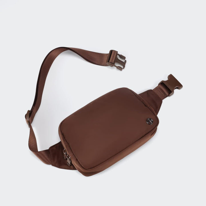 Large 2L Nylon Belt Bag with Adjustable Strap and Dual Compartments