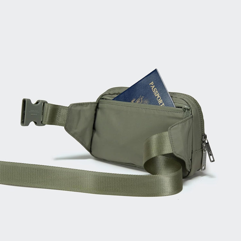 Large 2L Nylon Belt Bag with Adjustable Strap and Dual Compartments