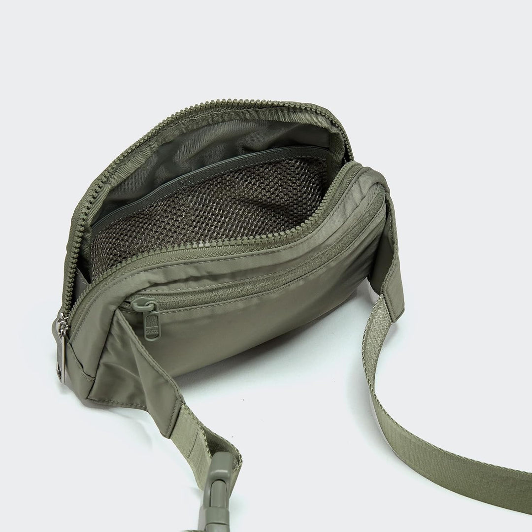 Large 2L Nylon Belt Bag with Adjustable Strap and Dual Compartments