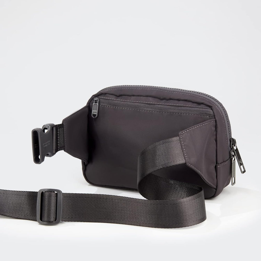 Large 2L Nylon Belt Bag with Adjustable Strap and Dual Compartments