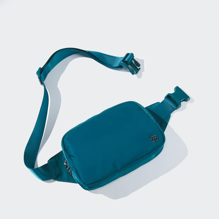 Large 2L Nylon Belt Bag with Adjustable Strap and Dual Compartments