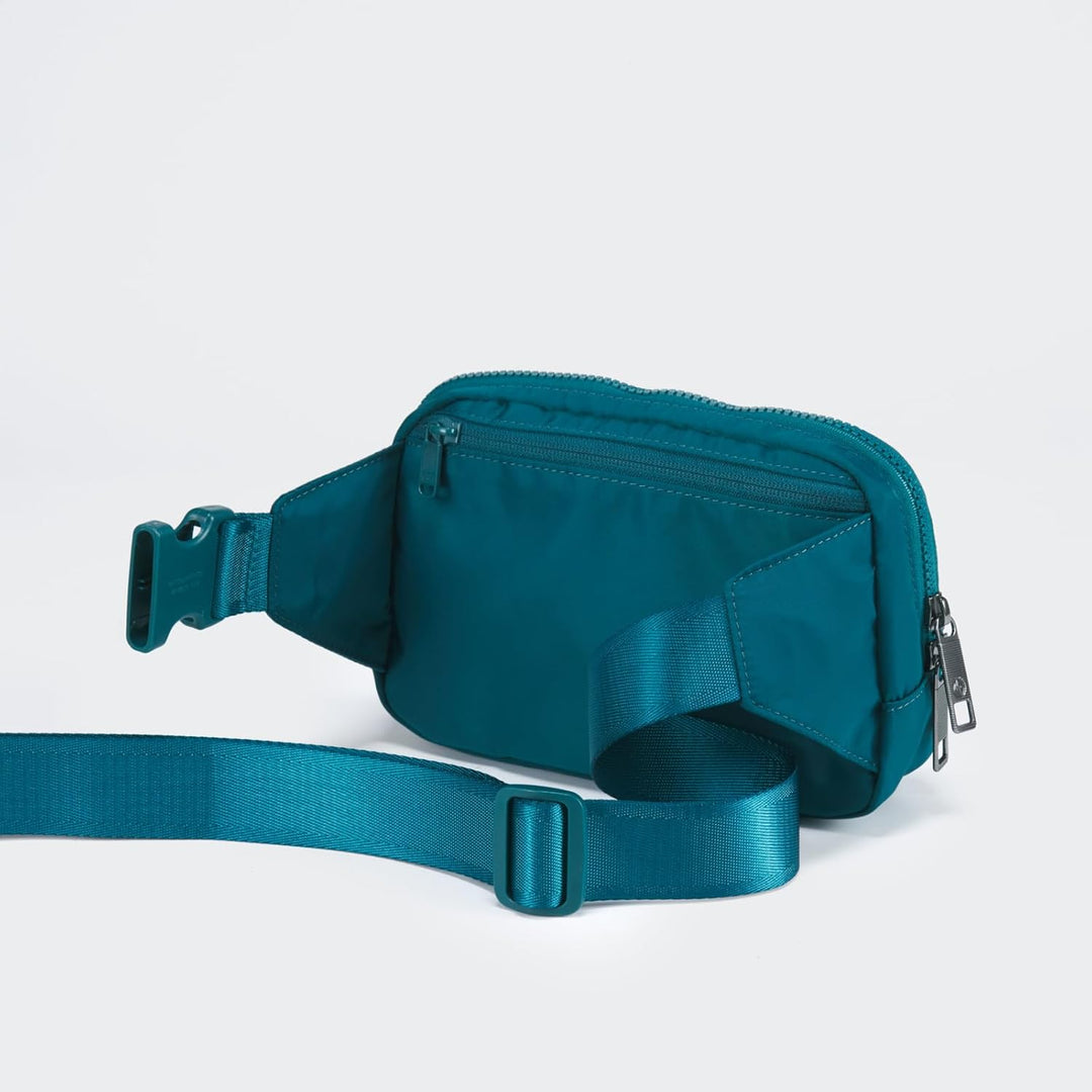 Large 2L Nylon Belt Bag with Adjustable Strap and Dual Compartments