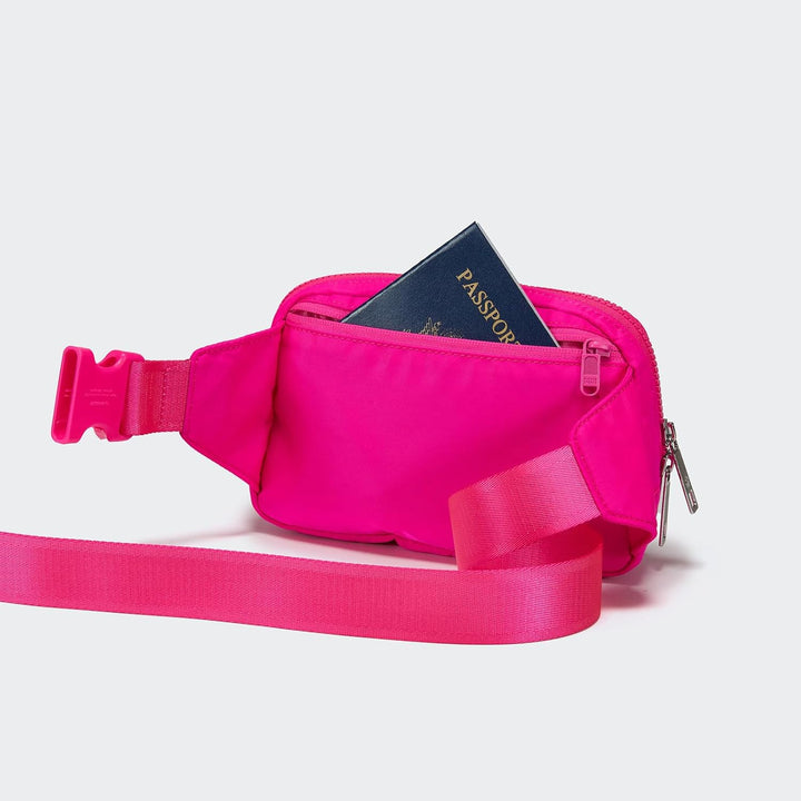 Large 2L Nylon Belt Bag with Adjustable Strap and Dual Compartments
