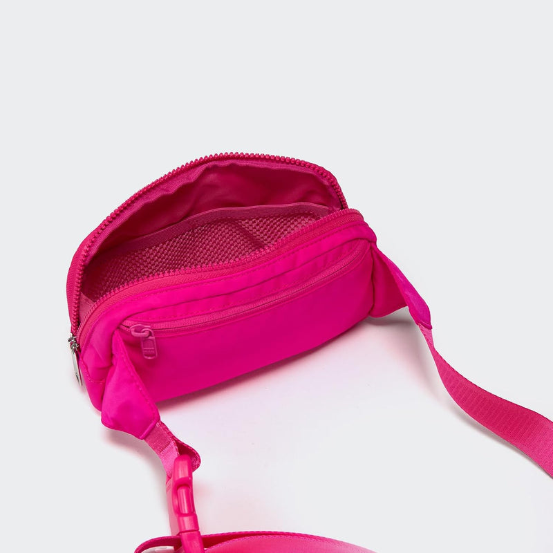 Large 2L Nylon Belt Bag with Adjustable Strap and Dual Compartments