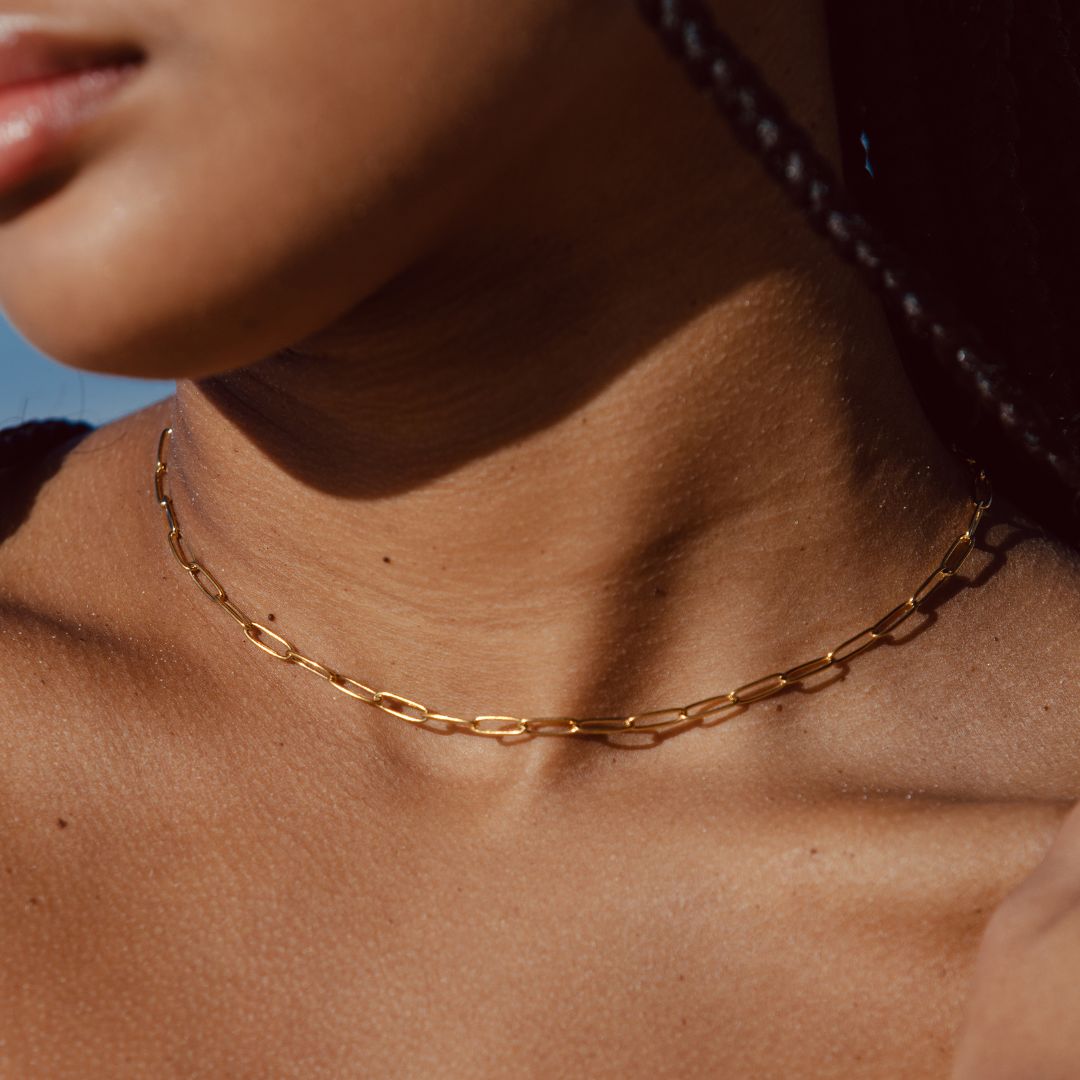 Paperclip Choker Necklace - Lina-Gold-State of Style