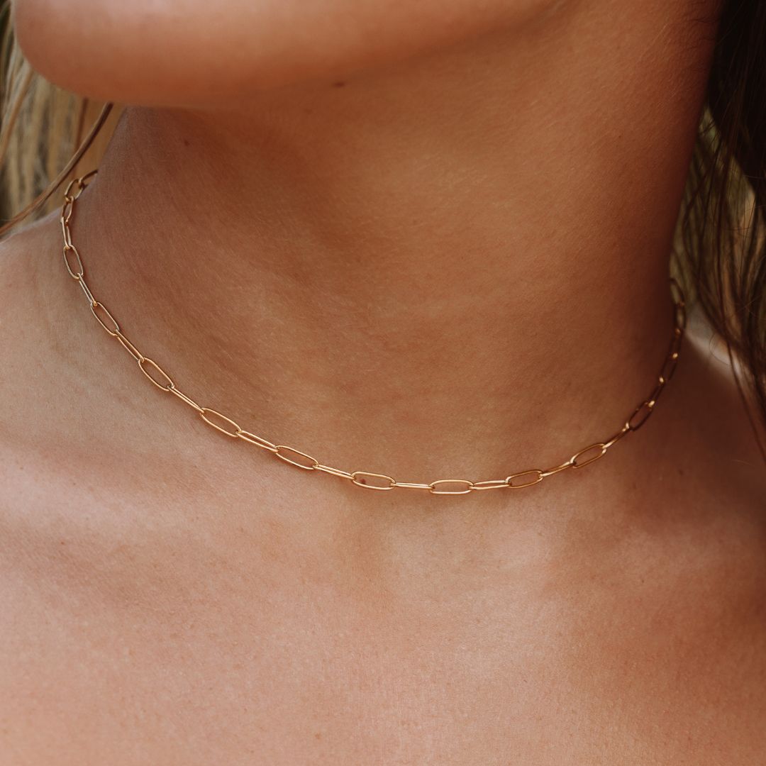 Paperclip Choker Necklace - Lina-Gold-State of Style