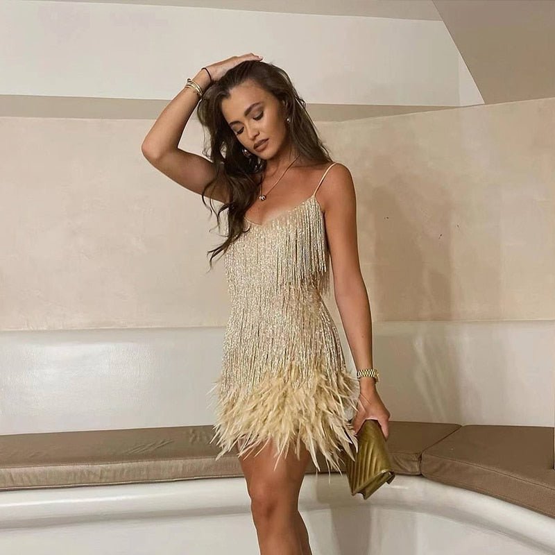 Party Dress for Stylish Occasions - Flamenco-Gold-S (32-34)-State of Style