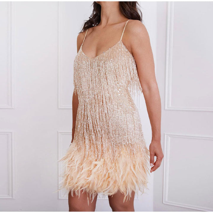 Party Dress for Stylish Occasions - Flamenco-Rose Gold-S (32-34)-State of Style