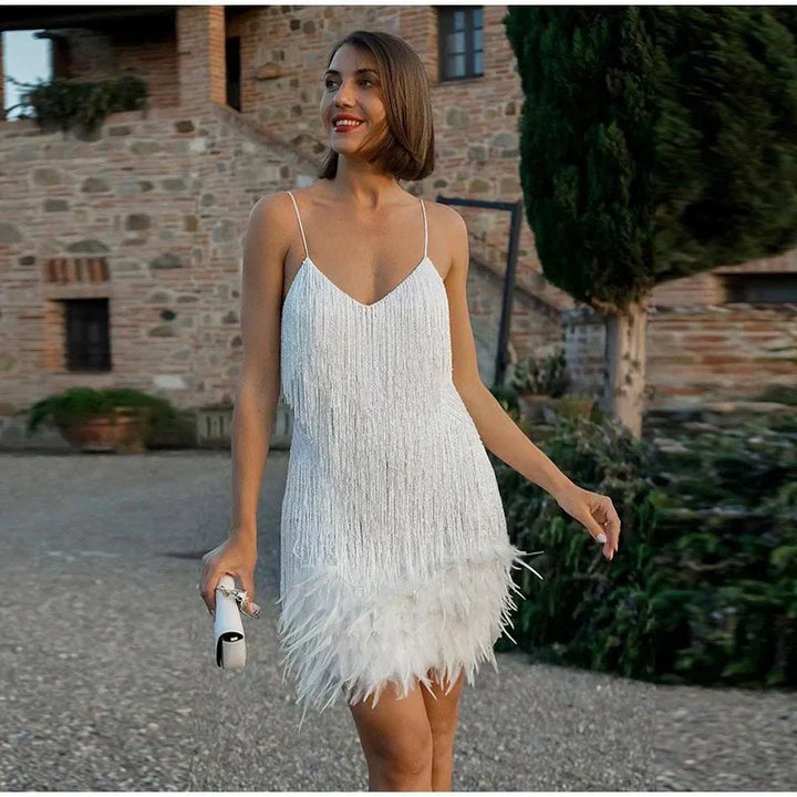 Party Dress for Stylish Occasions - Flamenco-White-S (32-34)-State of Style