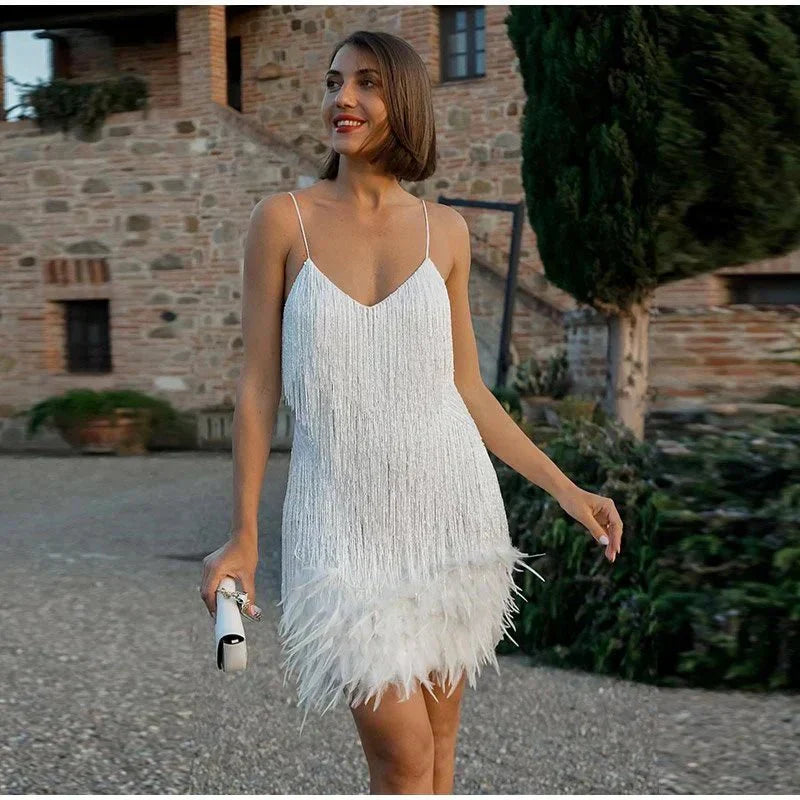 Party Dress for Stylish Occasions - Flamenco-White-S (32-34)-State of Style