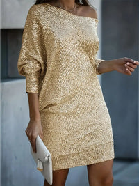 Party Dress with Contrasting Sequins - Seraphina-Gold-S-State of Style