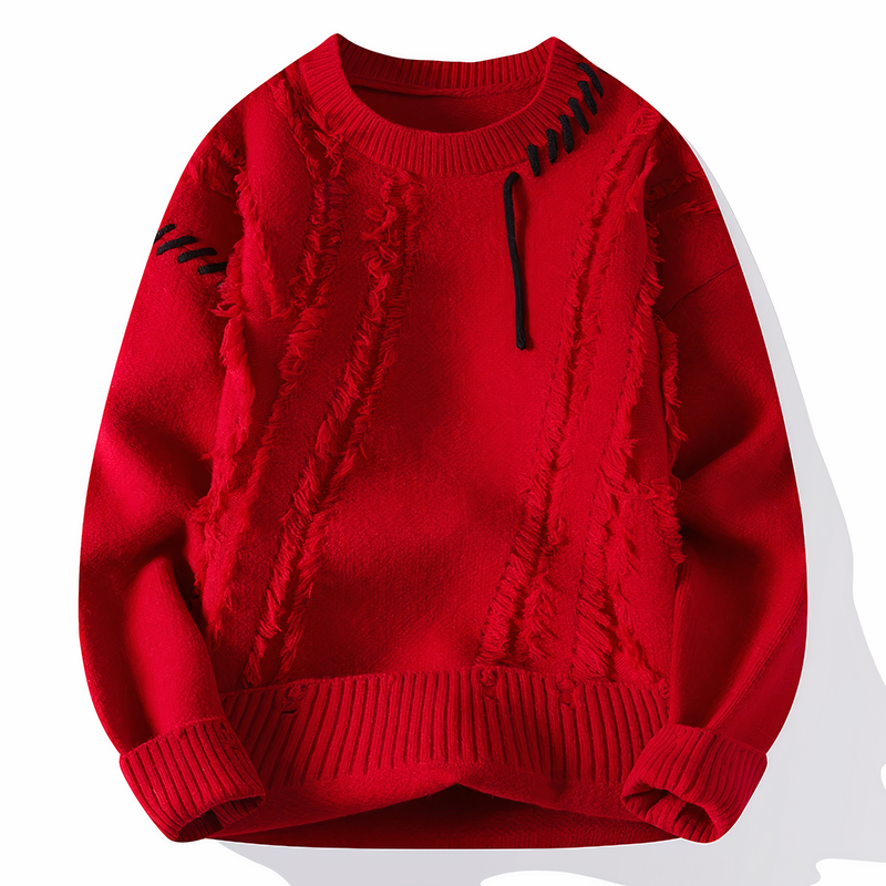 Patchwork Men's Sweater - Jasper-Red-XS-State of Style
