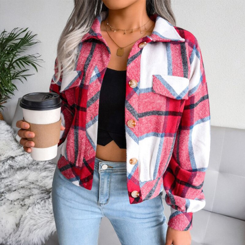 Patterned Women's Jacket | Stylish & Versatile-Red-S-State of Style