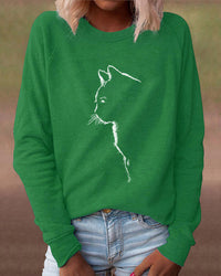 Paws Sweatshirt with Cat Print-Black-S-State of Style
