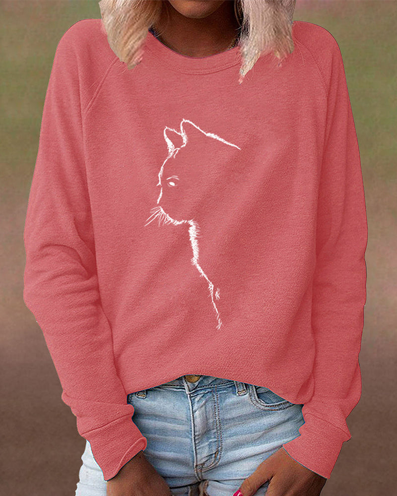 Paws Sweatshirt with Cat Print-Black-S-State of Style