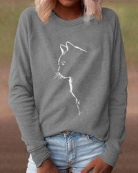 Paws Sweatshirt with Cat Print-Black-S-State of Style